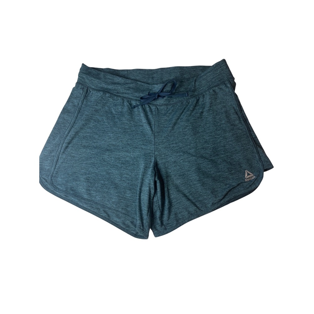 Reebok Women's Small Teal Heather Space Dye Athletic Workout Shorts Drawstring